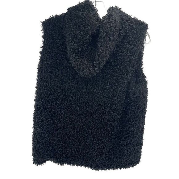 Montanaco Womens Hooded Vest Sherpa Pom Pom Drawcord Polyester Black Size Medium - Picture 2 of 8